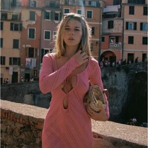 Indah Pink Long Sleeve Dress